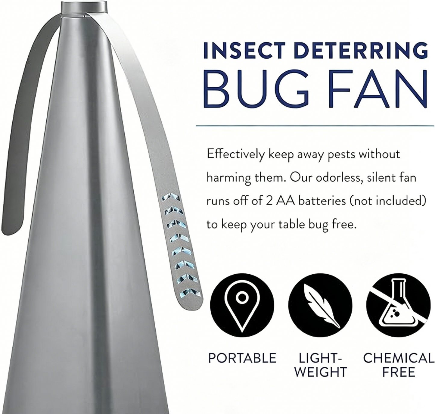 Holographic Blade Battery Powered Fly Deterrent Fan