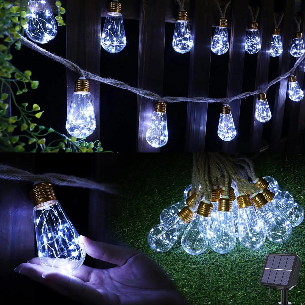 Outdoor backyard waterproof solar string lights-16 shatterproof bulbs, 26-foot