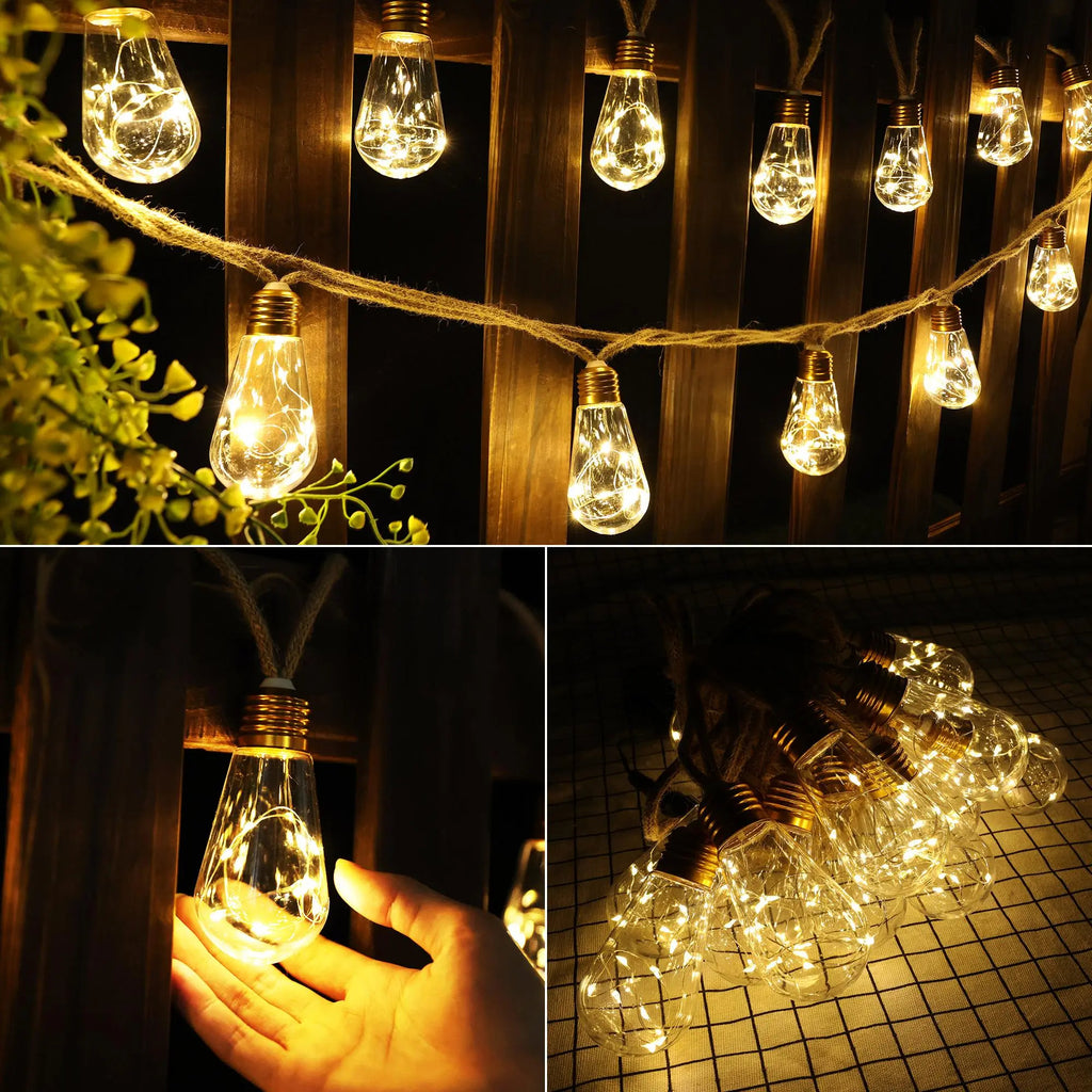 Outdoor backyard waterproof solar string lights-16 shatterproof bulbs, 26-foot