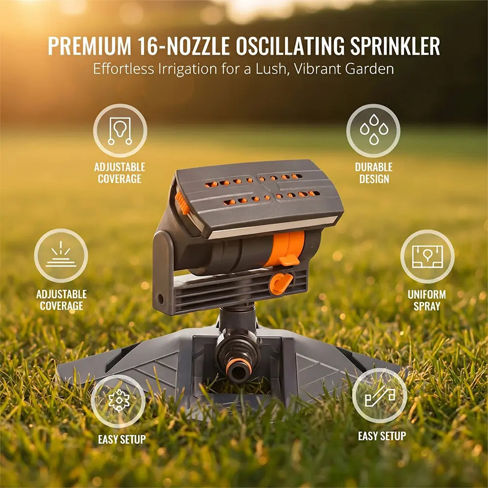 Saker 16-Hole Garden Sprinkler (2-Pack) - 180° Rotating Automatic Irrigation Device