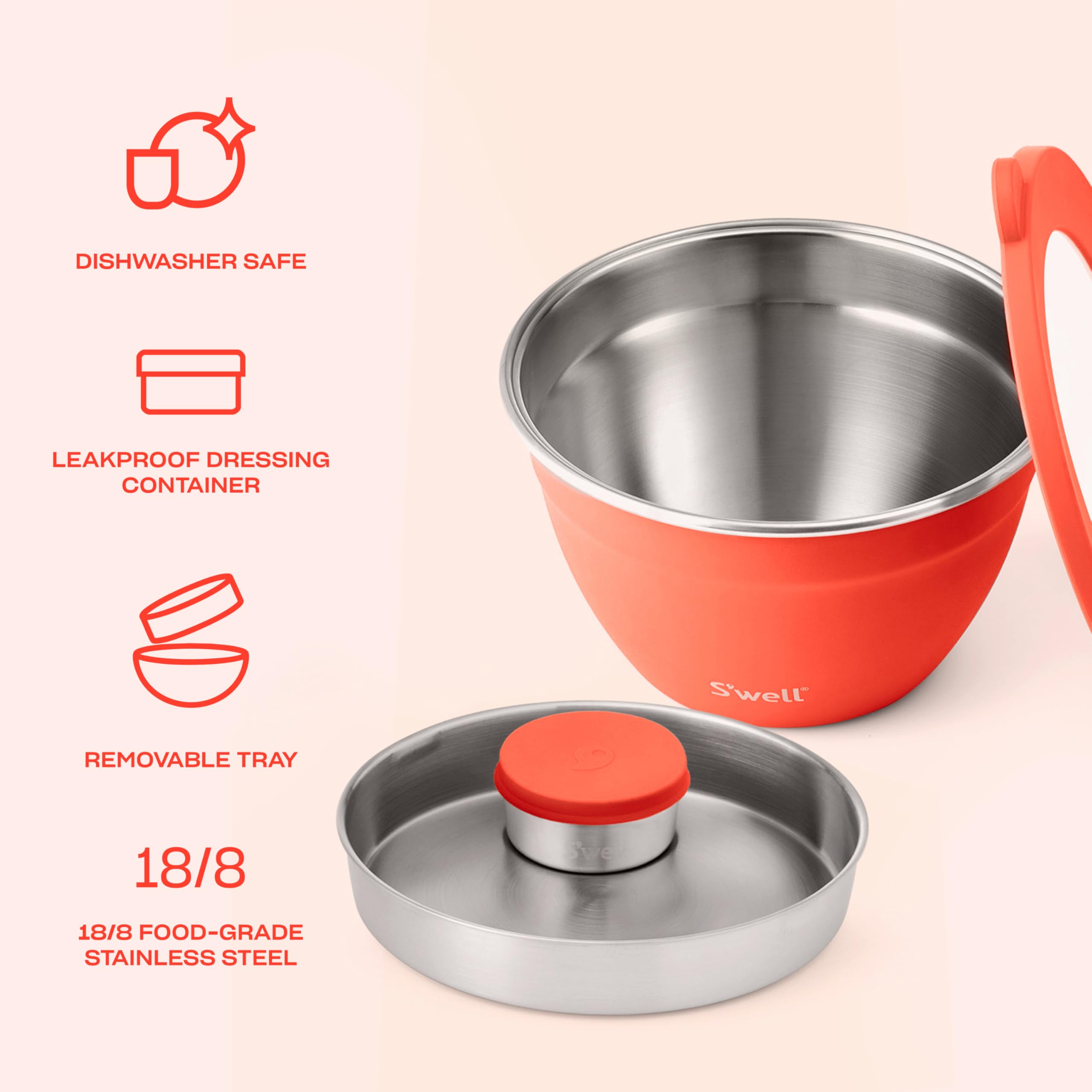 Stainless Steel 64oz Salad Bowl Kit