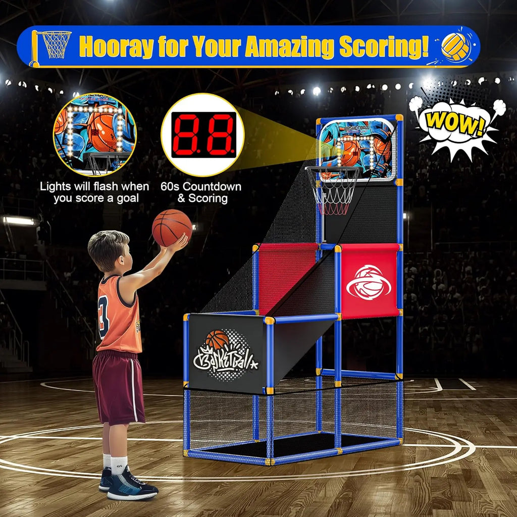Kids Arcade Basketball Hoop Toy with 4 Balls