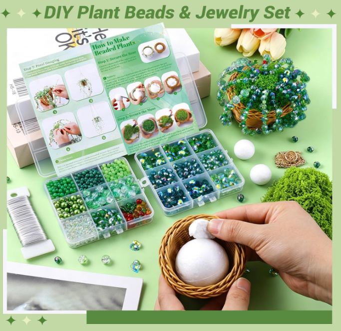 Leaf Bead Succulent Window Hanging Suncatcher