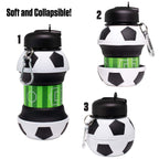 Art Collapsible Silicone Soccer Ball Water Bottle