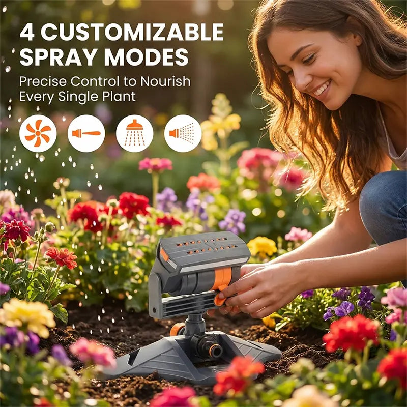 Saker 16-Hole Garden Sprinkler (2-Pack) - 180° Rotating Automatic Irrigation Device