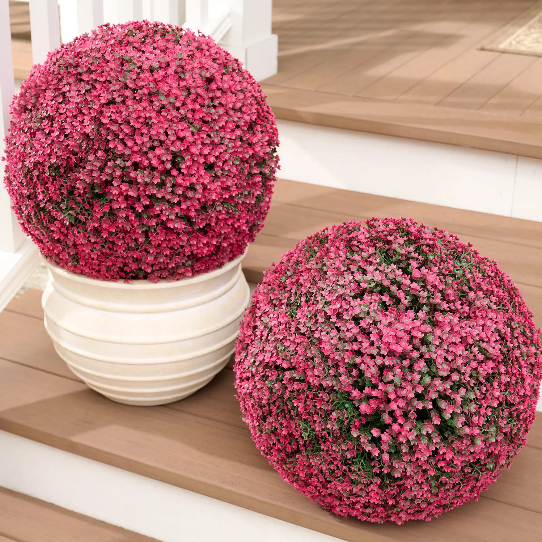 Wicker Park Set of 2 Oversized Faux Floral Spheres