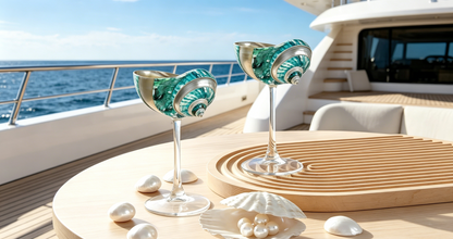 Green Conch Martini Cocktail Goblets