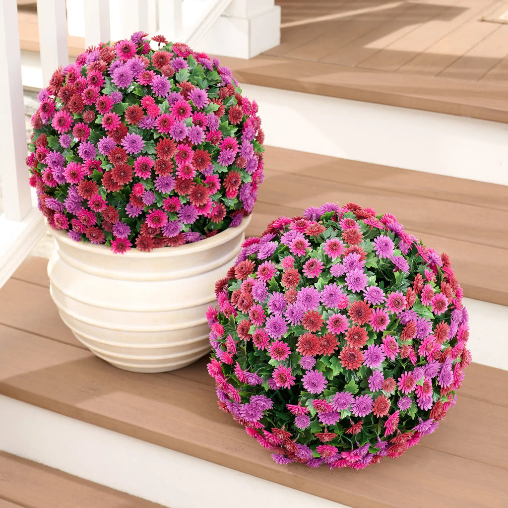 Wicker Park Set of 2 Oversized Faux Floral Spheres