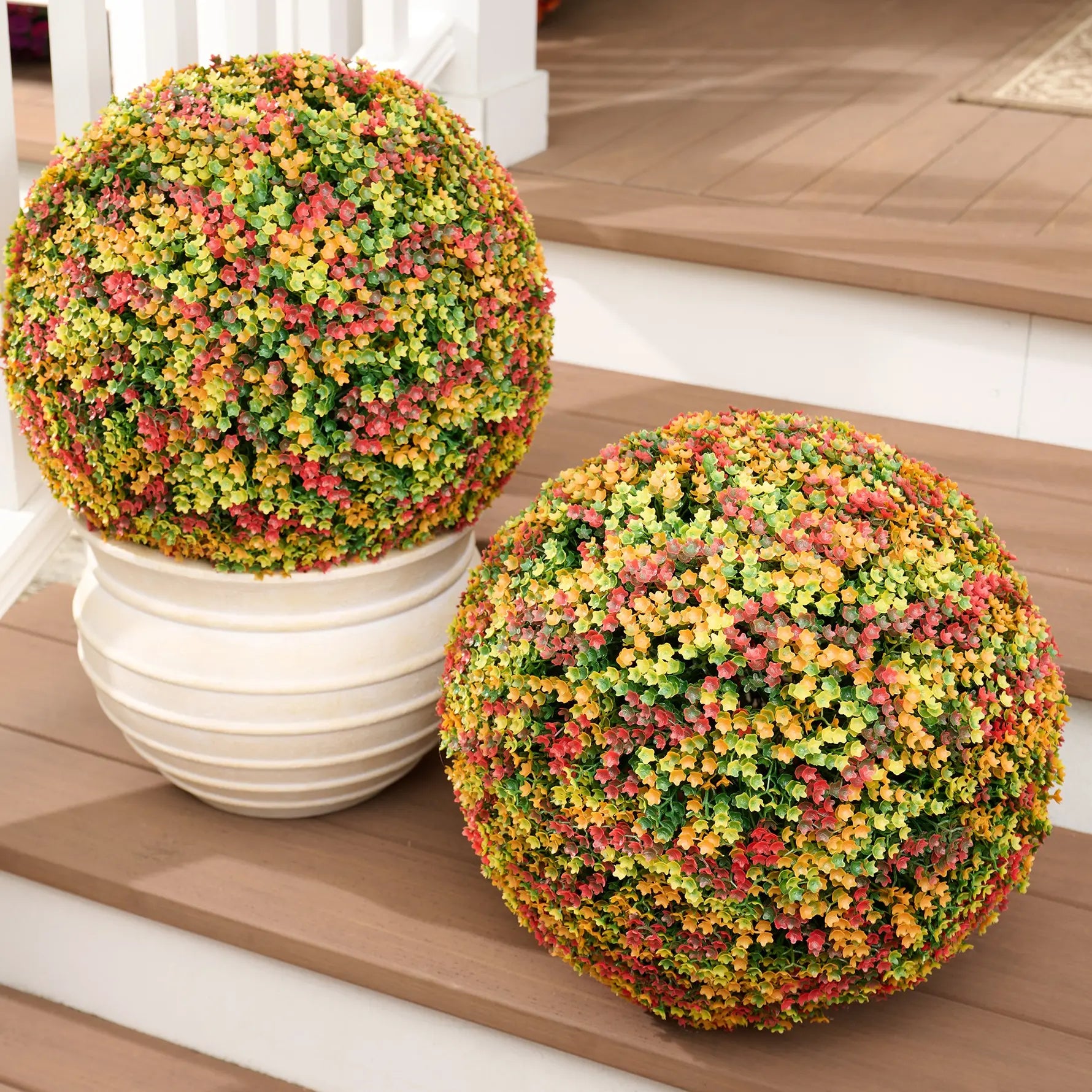 Wicker Park Set of 2 Oversized Faux Floral Spheres
