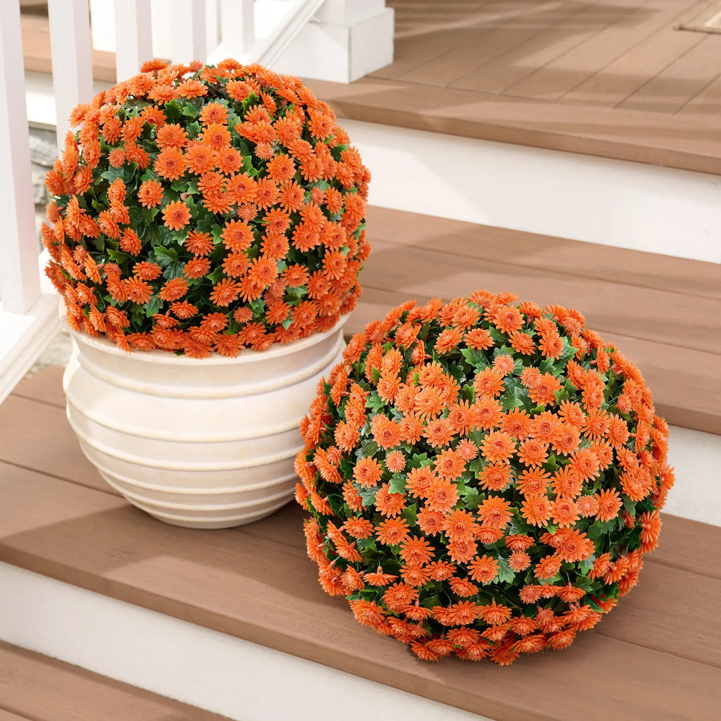 Wicker Park Set of 2 Oversized Faux Floral Spheres
