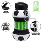 Art Collapsible Silicone Soccer Ball Water Bottle