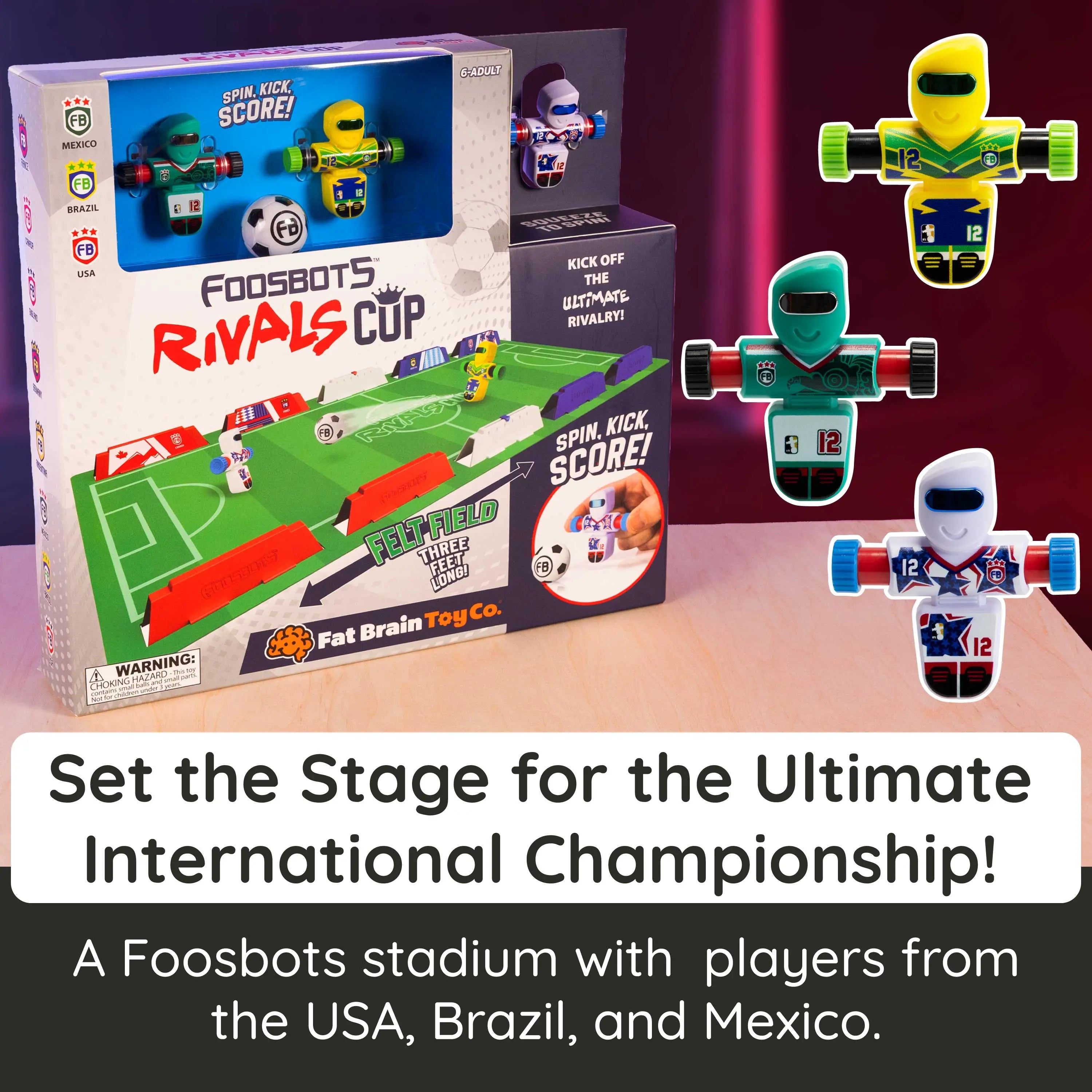 International-Themed Foosbots Soccer Game with Stadium