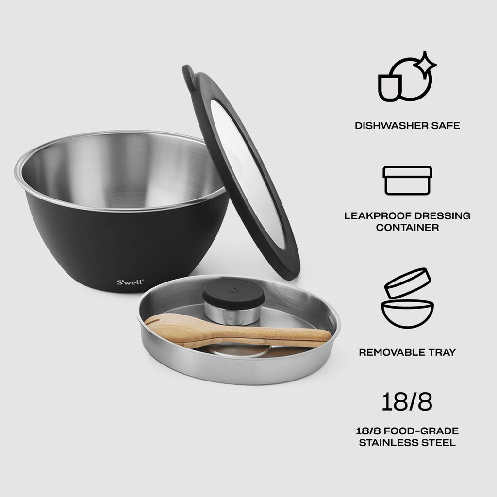 Stainless Steel 64oz Salad Bowl Kit