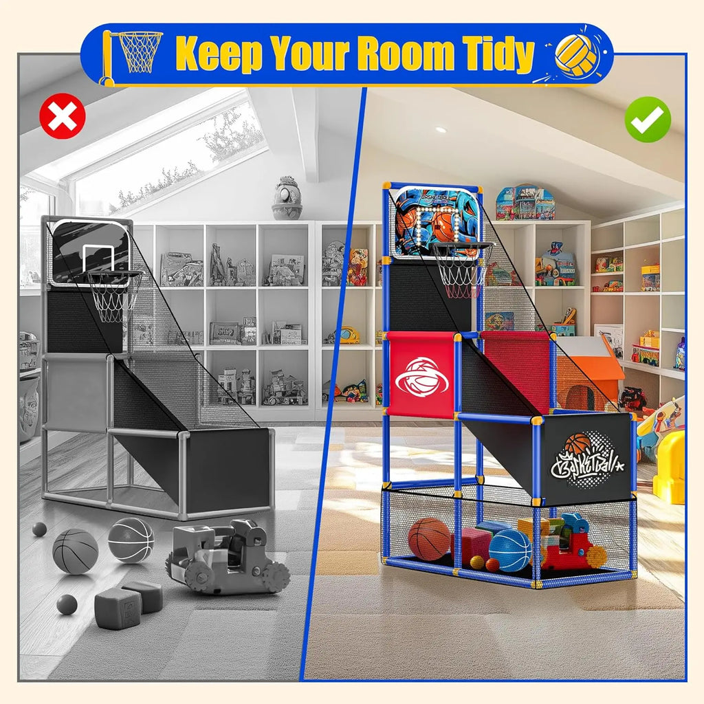 Kids Arcade Basketball Hoop Toy with 4 Balls