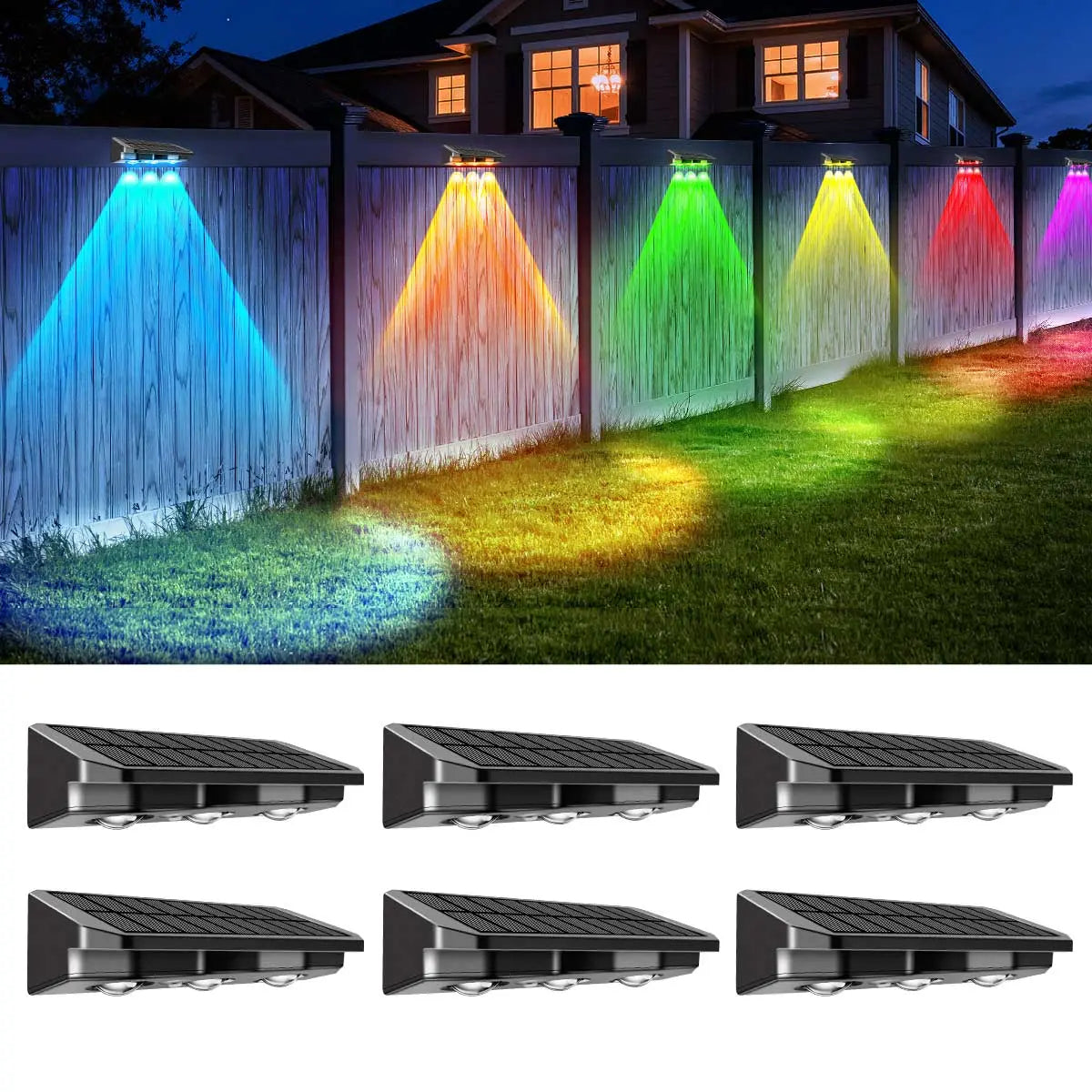 Bright LED Solar Lights Outdoor Waterproof 8 Fixed Colors & RGB Color Changing