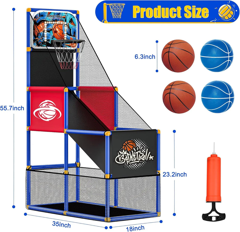 Kids Arcade Basketball Hoop Toy with 4 Balls