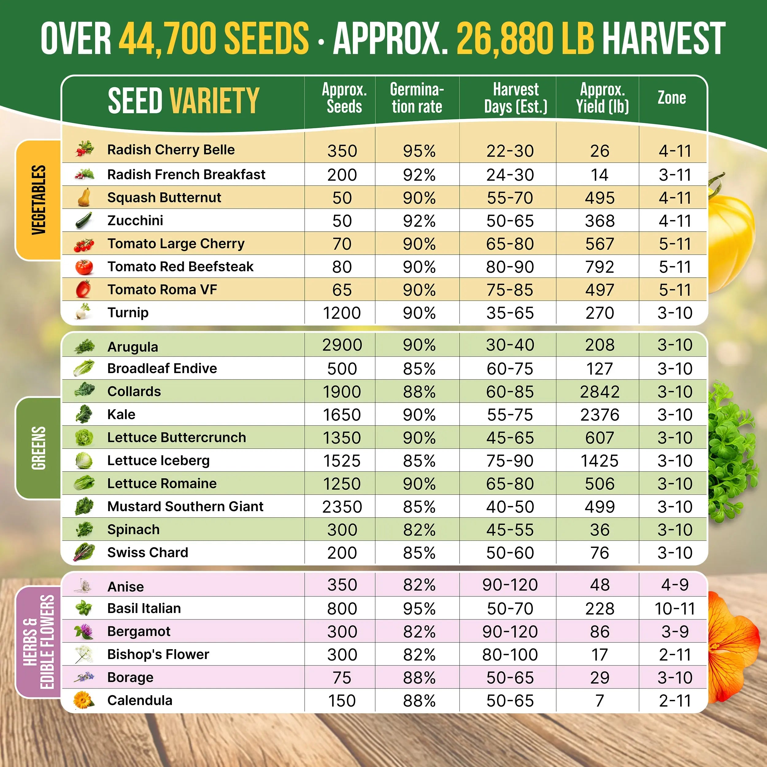 75 Herb & Vegetable Seeds Variety Pack