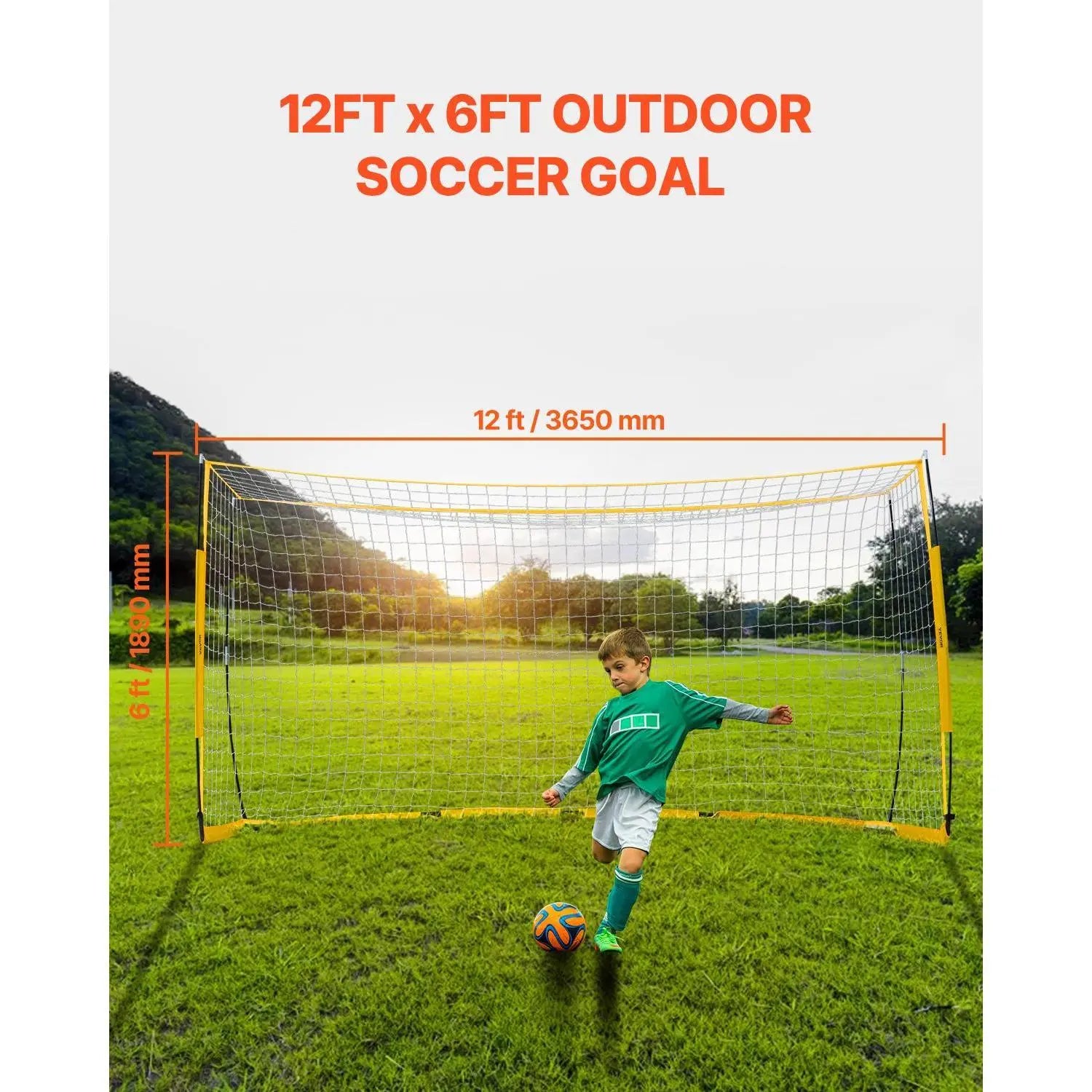 Portable Soccer Goal 12x6 ft with Carry Bag