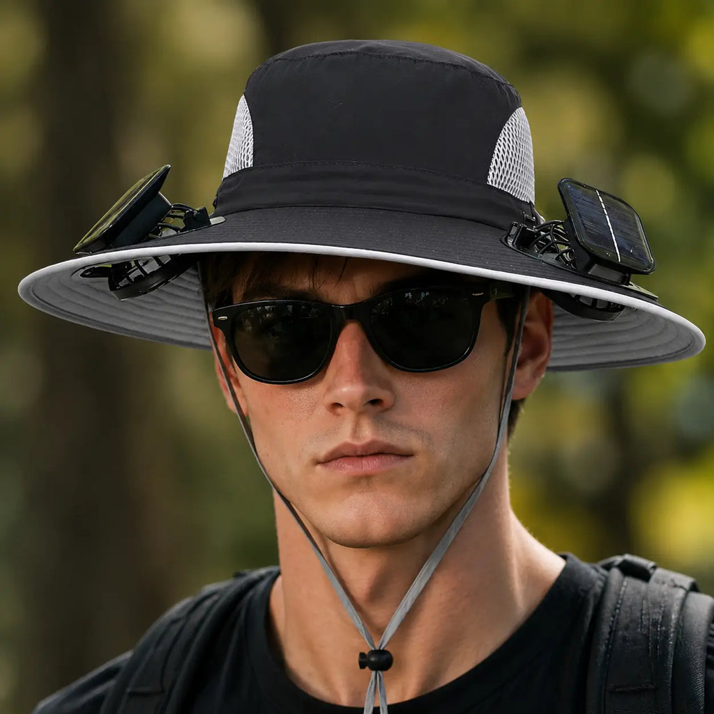New Solar-Powered Outdoor Cooling Fan Hat