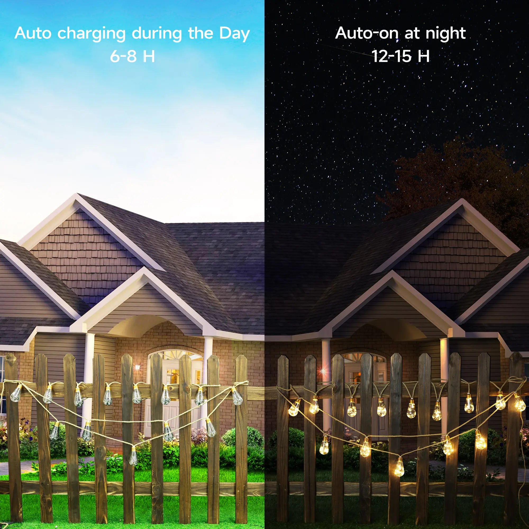 Outdoor backyard waterproof solar string lights-16 shatterproof bulbs, 26-foot