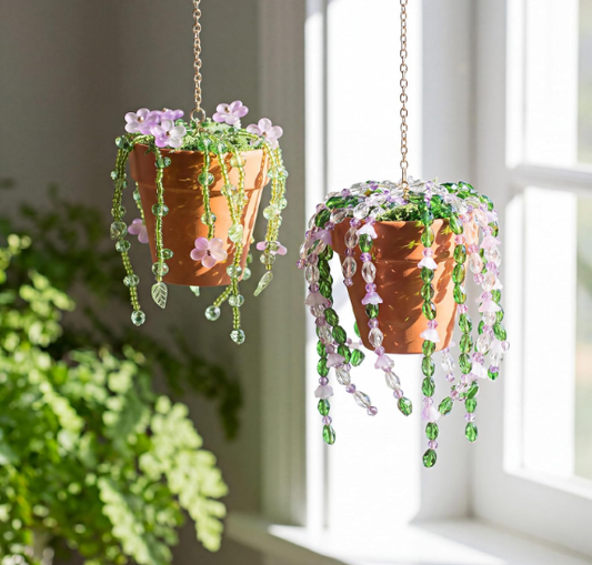 Leaf Bead Succulent Window Hanging Suncatcher