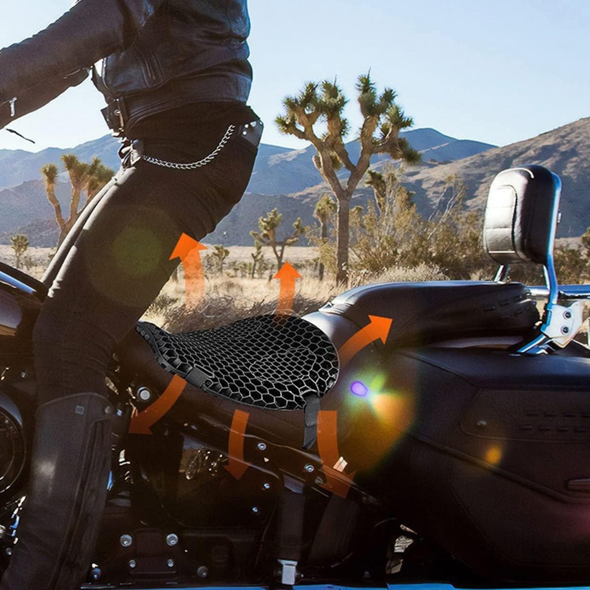 Universal Motorcycle Gel Seat Cushion 3D Honeycomb Shock Absorbing Seat