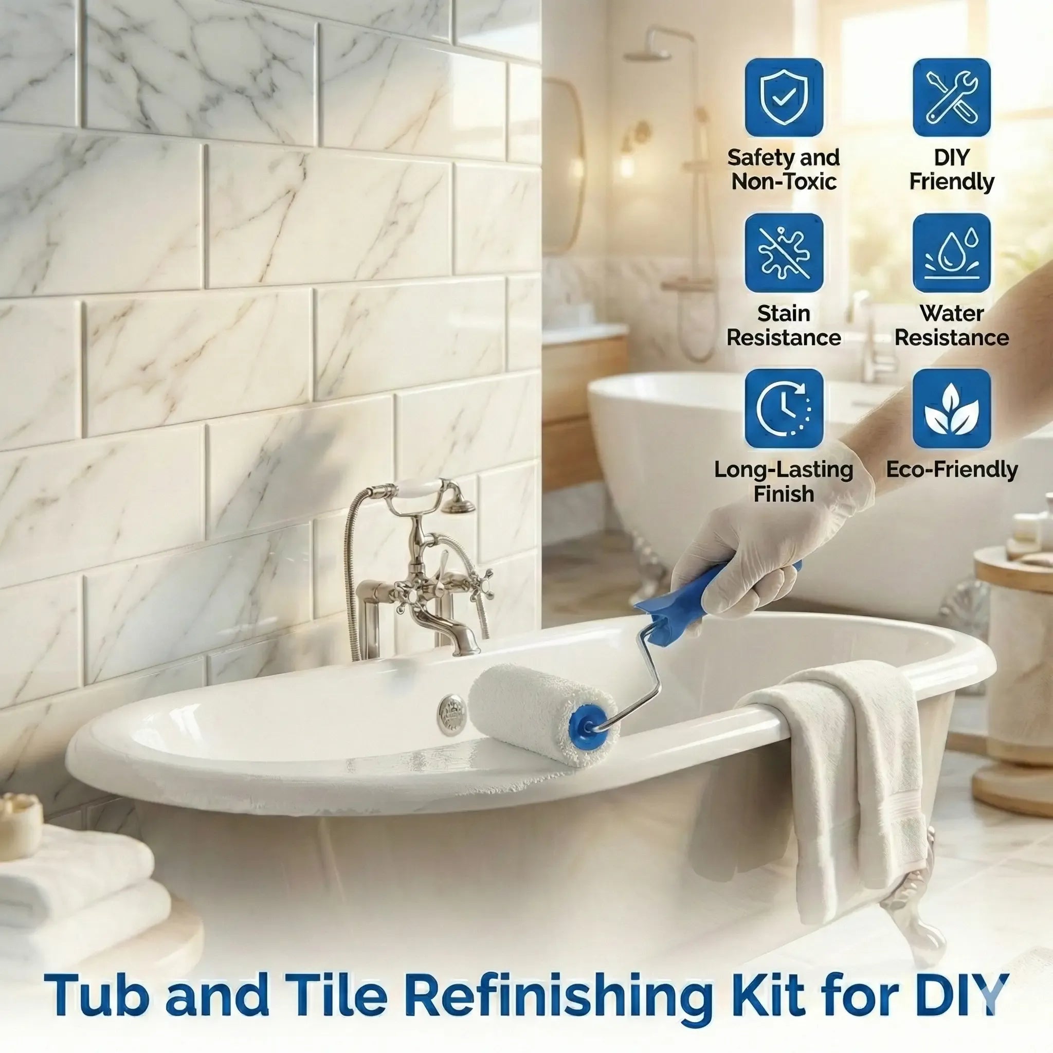 Tile Paint Tub and Tile Refinishing Kit with Tools