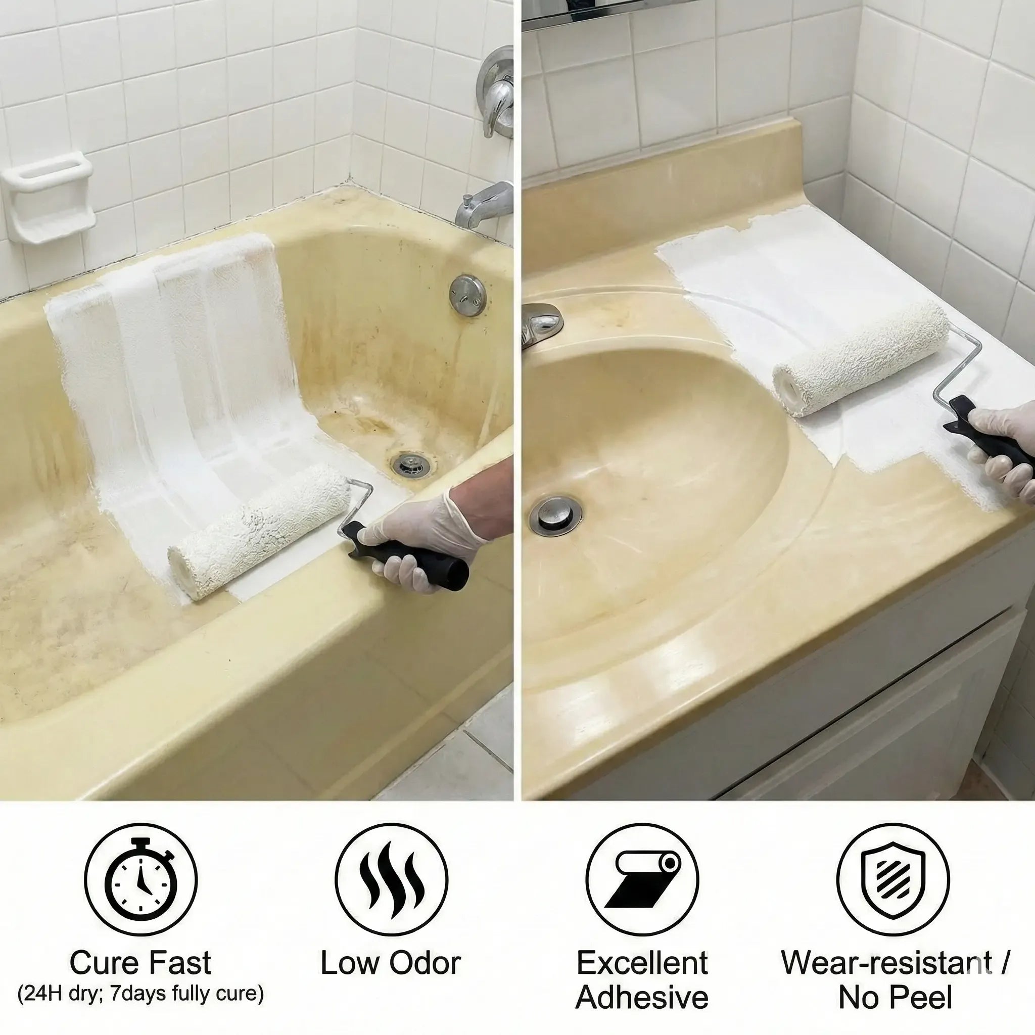 Tile Paint Tub and Tile Refinishing Kit with Tools