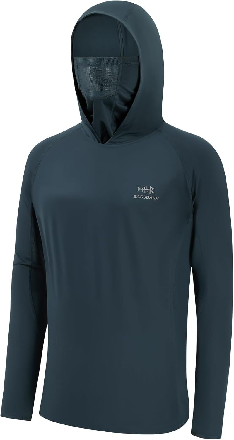 Men’s Long Sleeve Fishing Shirt with Mask UV Neck