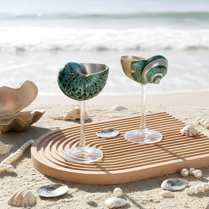 Green Conch Martini Cocktail Goblets