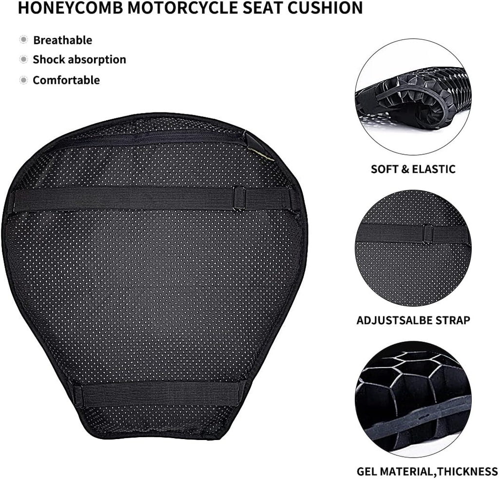 Universal Motorcycle Gel Seat Cushion 3D Honeycomb Shock Absorbing Seat