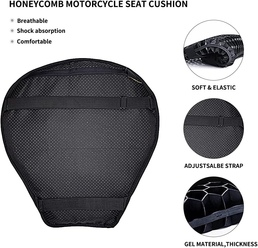 Universal Motorcycle Gel Seat Cushion 3D Honeycomb Shock Absorbing Seat