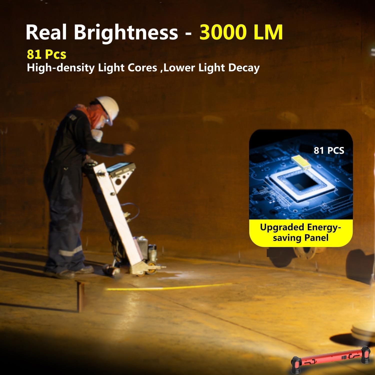 Under Hood Work Light Bar, 3000LM LED Magnetic Light Bar with Hooks
