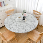 Round Vinyl Fitted Tablecloth with Flannel Backing