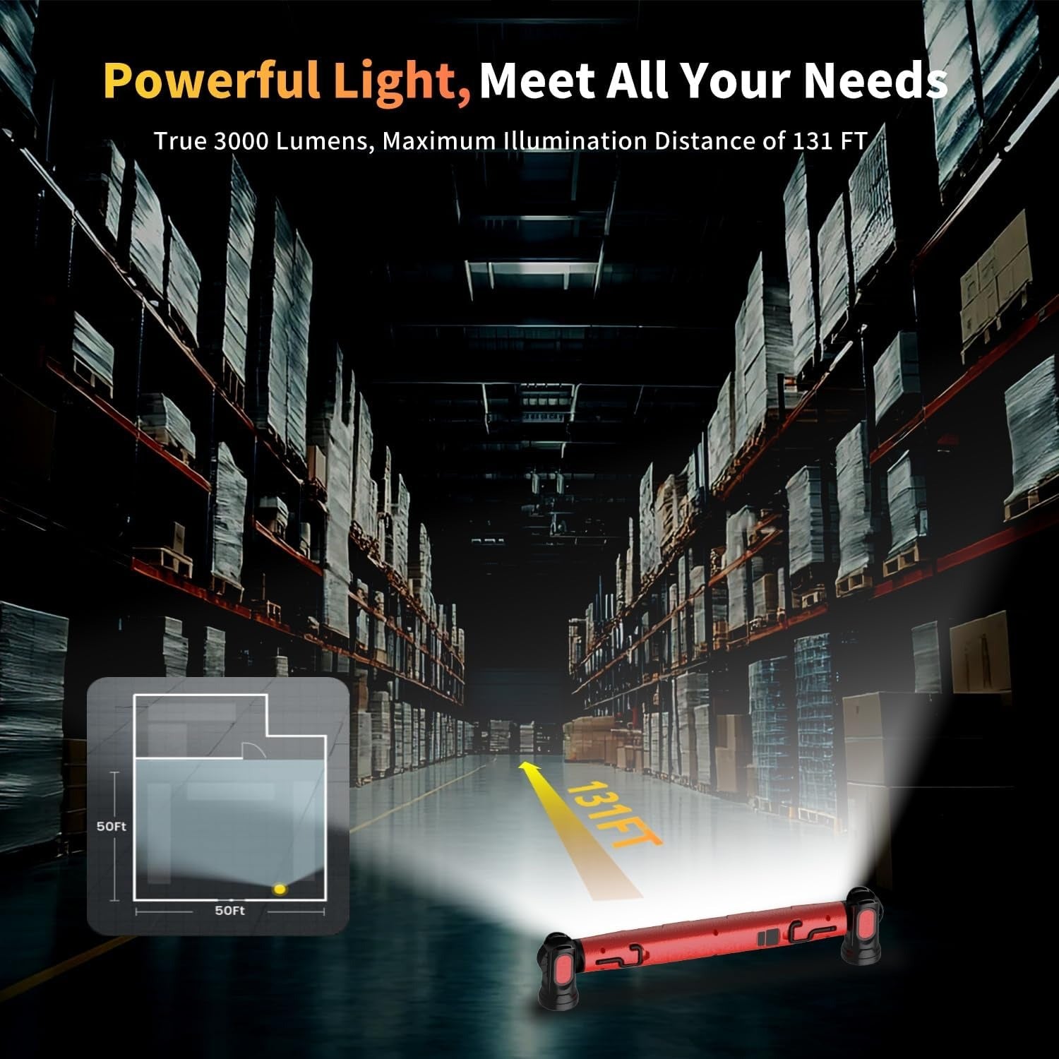 Under Hood Work Light Bar, 3000LM LED Magnetic Light Bar with Hooks