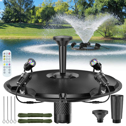 Solar Pond Filter Fountain with Battery