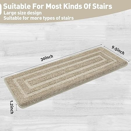 Bullnose Carpet Stair Treads Set Tape Free Non-Slip