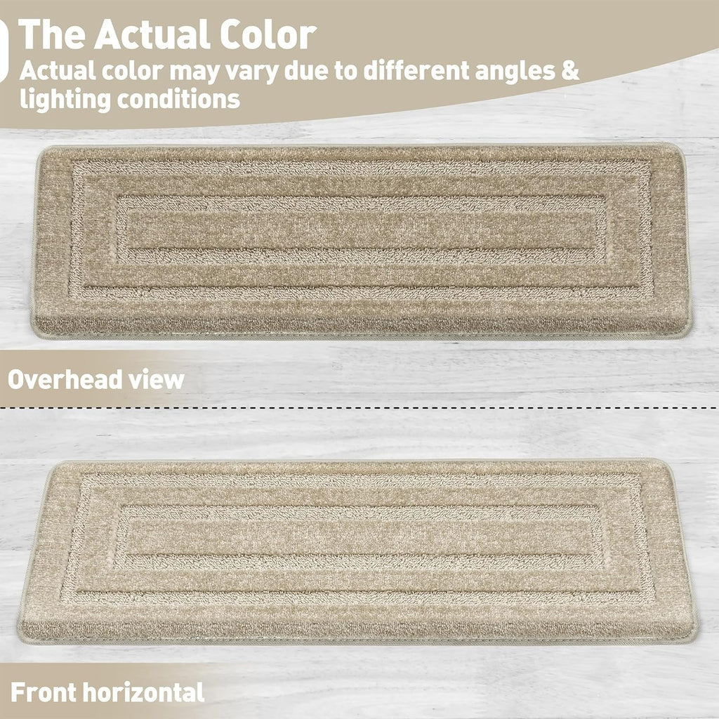 Bullnose Carpet Stair Treads Set Tape Free Non-Slip