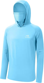 Men’s Long Sleeve Fishing Shirt with Mask UV Neck