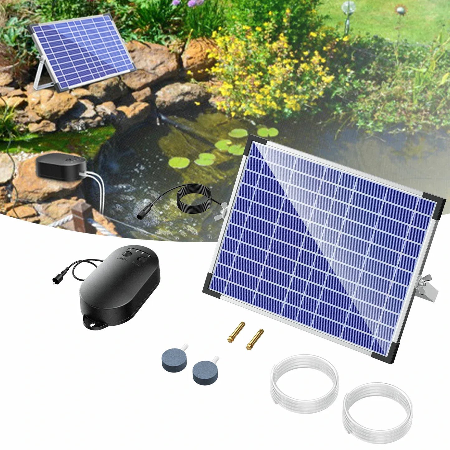 Solar Pond Filter Fountain with Battery