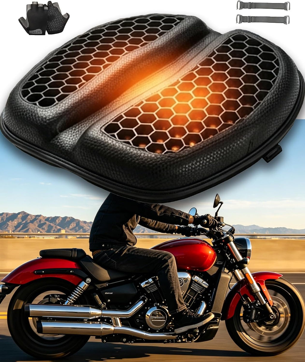 Universal Motorcycle Gel Seat Cushion 3D Honeycomb Shock Absorbing Seat