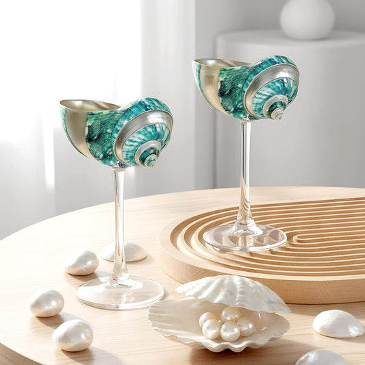 Green Conch Martini Cocktail Goblets