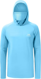 Men’s Long Sleeve Fishing Shirt with Mask UV Neck