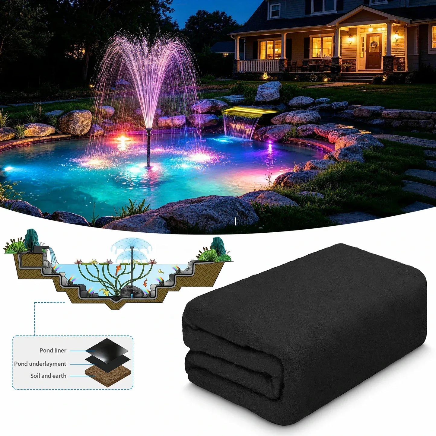 Solar Pond Filter Fountain with Battery